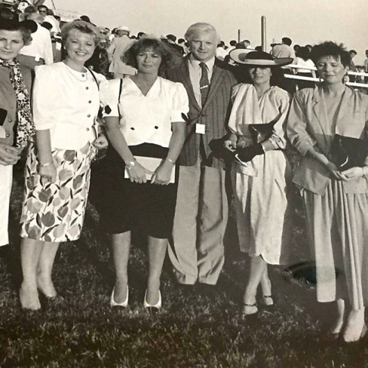 Bellewstown Races July 1989. Frankie Lannon, Linda Kerr, Bernadette Harmon, George Kirwan, Particia Callan, Carmel Sullivan, Hester Fields